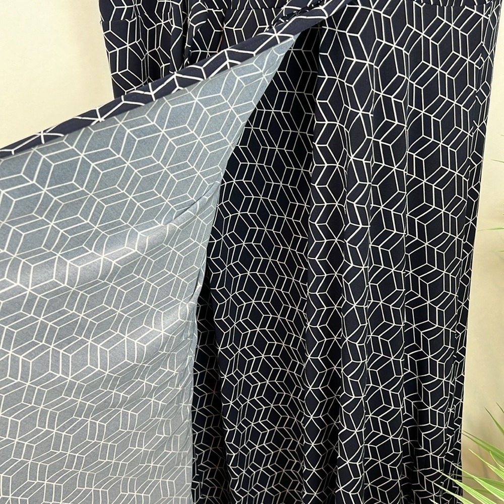 NWT 41 Hawthorn Kaitlyn Wrap Dress Navy 2X Geometric - Picture 9 of 11